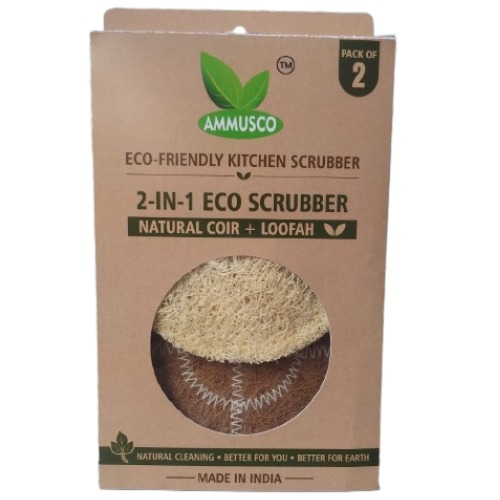 Ammusco 2-in-1 eco scrubber retail pack, made in India